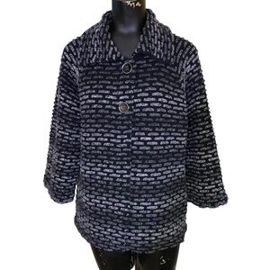 JM Collection Black Gray Cotton Blend Short Coat Size Medium